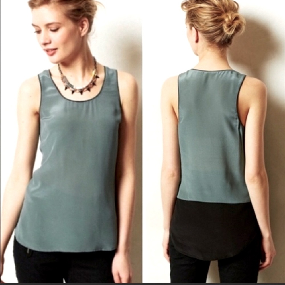 COPY - Anthropologie Maeve Green & Black SILK Tank